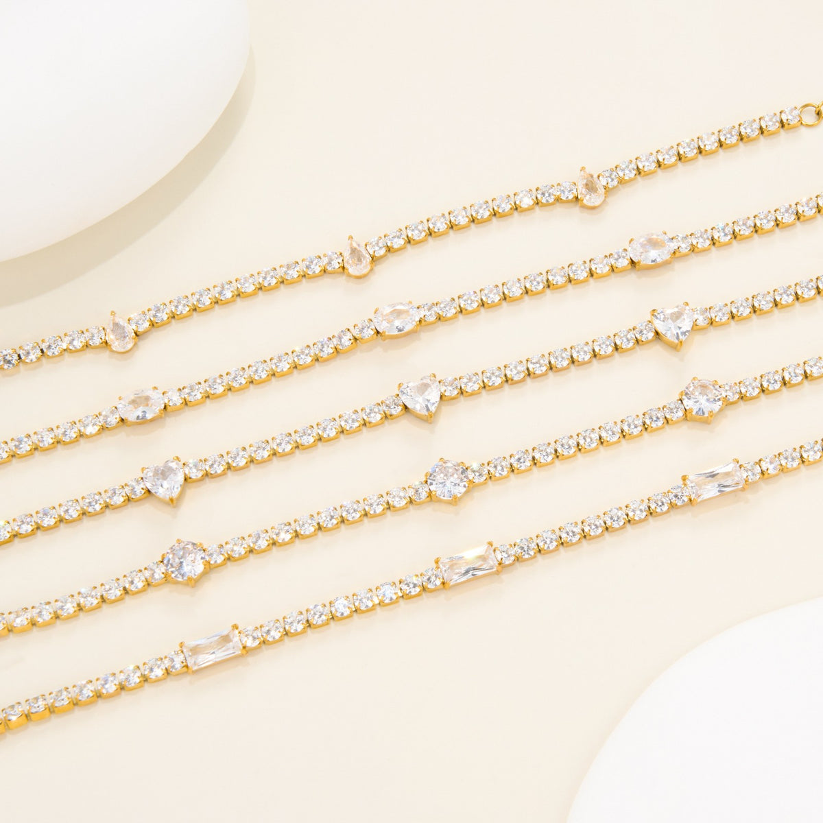 18k Classy Geometric CZ Tennis Bracelet