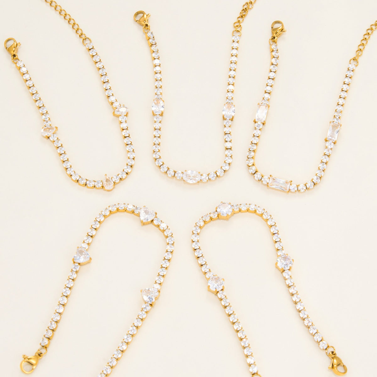 18k Classy Geometric CZ Tennis Bracelet