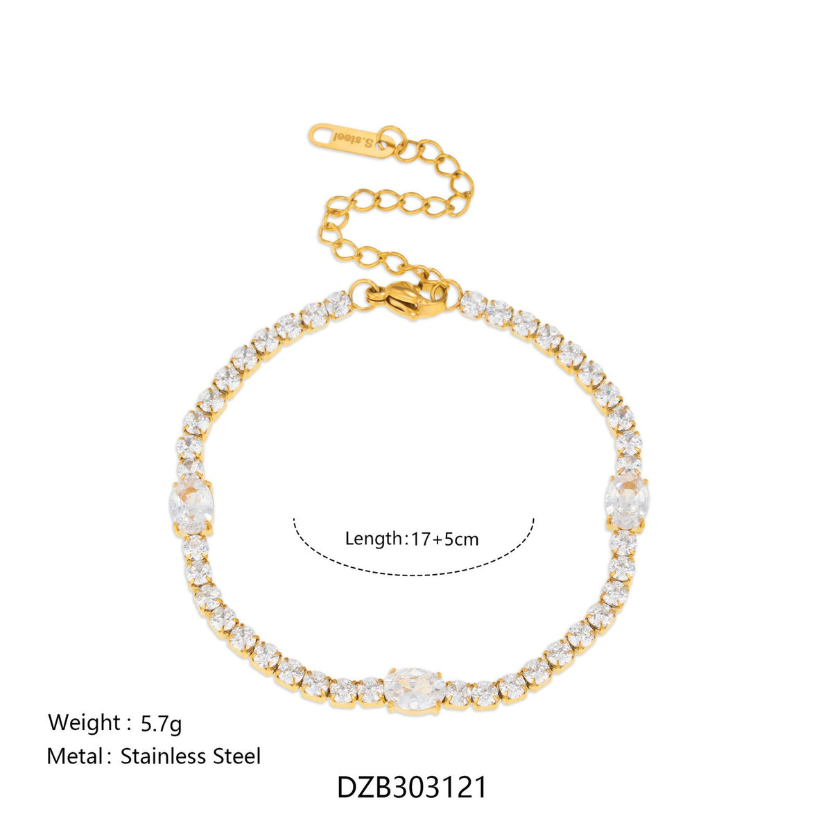 18k Classy Geometric CZ Tennis Bracelet