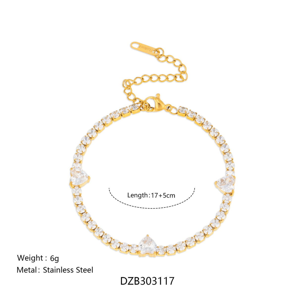 18k Classy Geometric CZ Tennis Bracelet