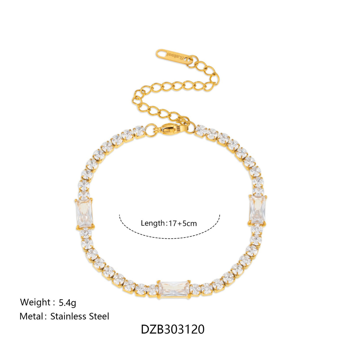 18k Classy Geometric CZ Tennis Bracelet