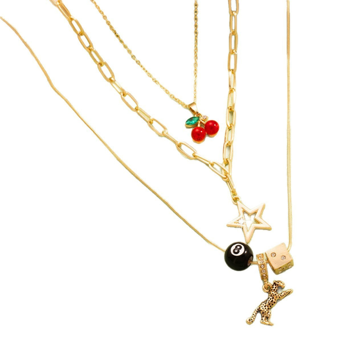 Sweet Cherry & Star Layered Necklace