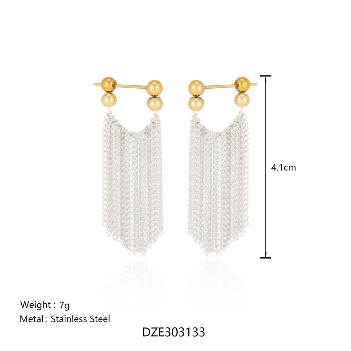 18k Dainty Bead Fringe Earrings