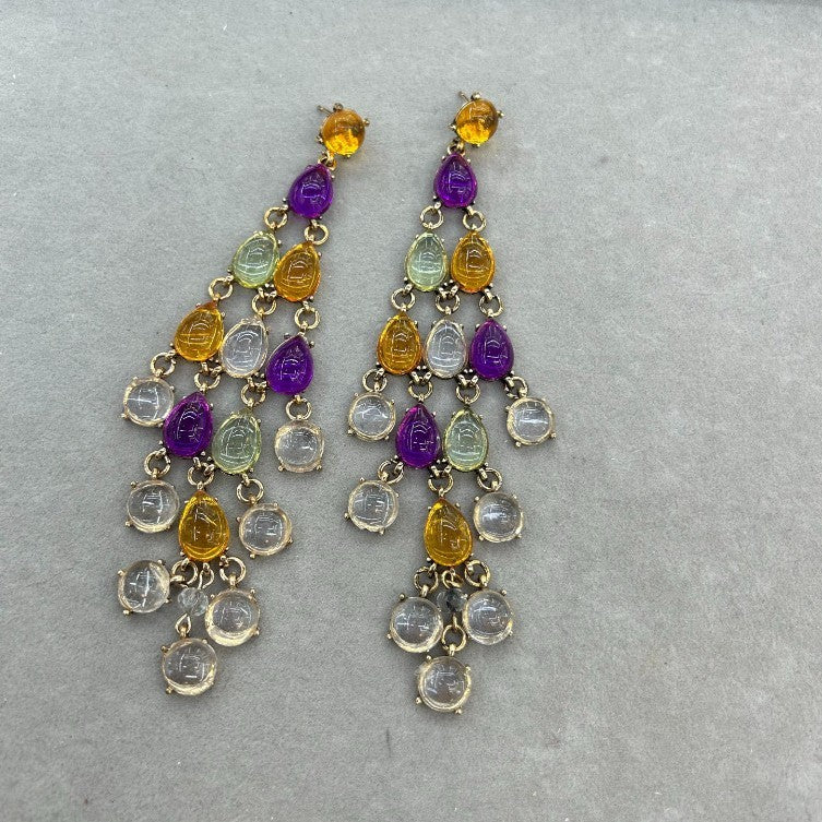 S925 Boho Multicolor Resin Waterfall Earrings