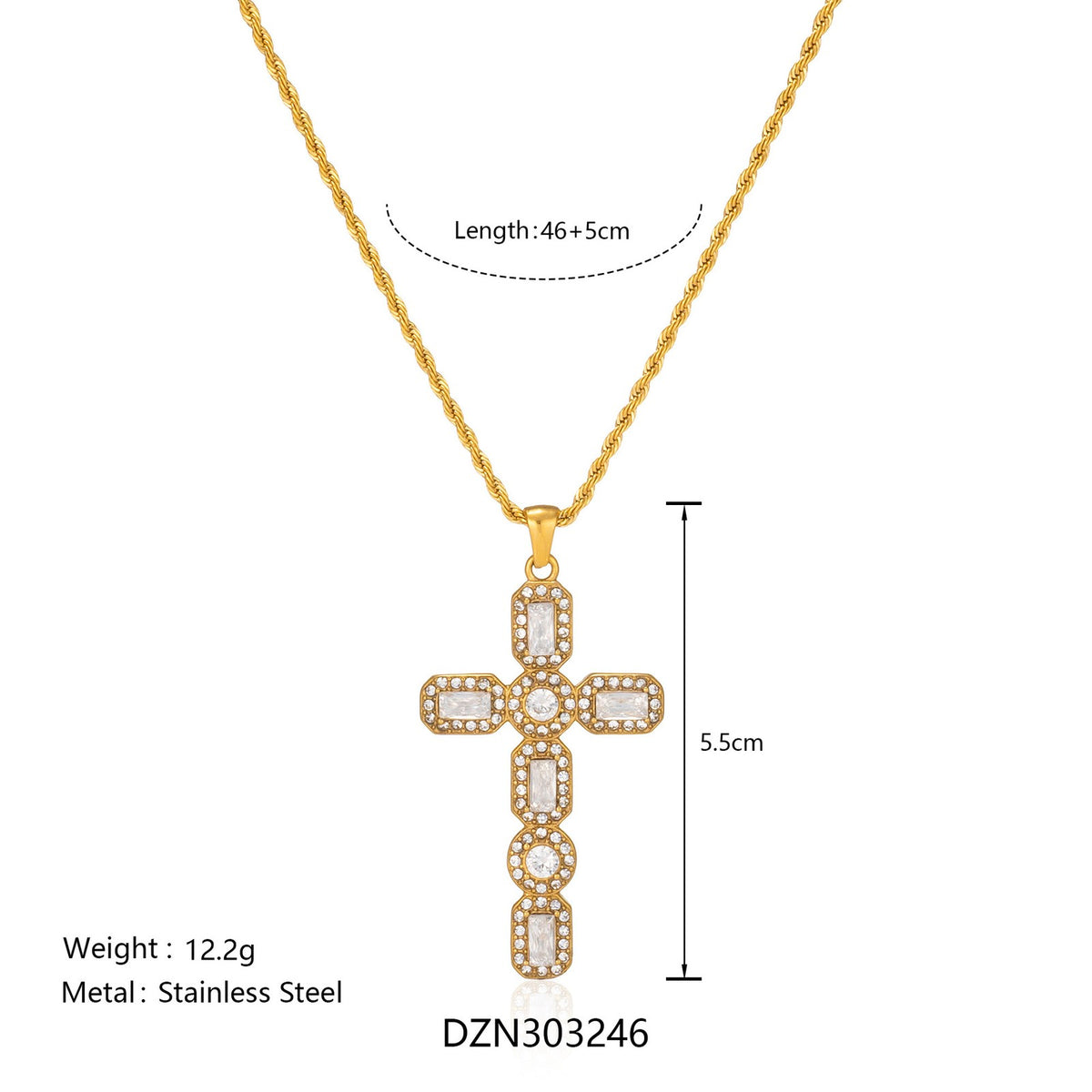 14k Dainty Multi-Color Cross Necklace