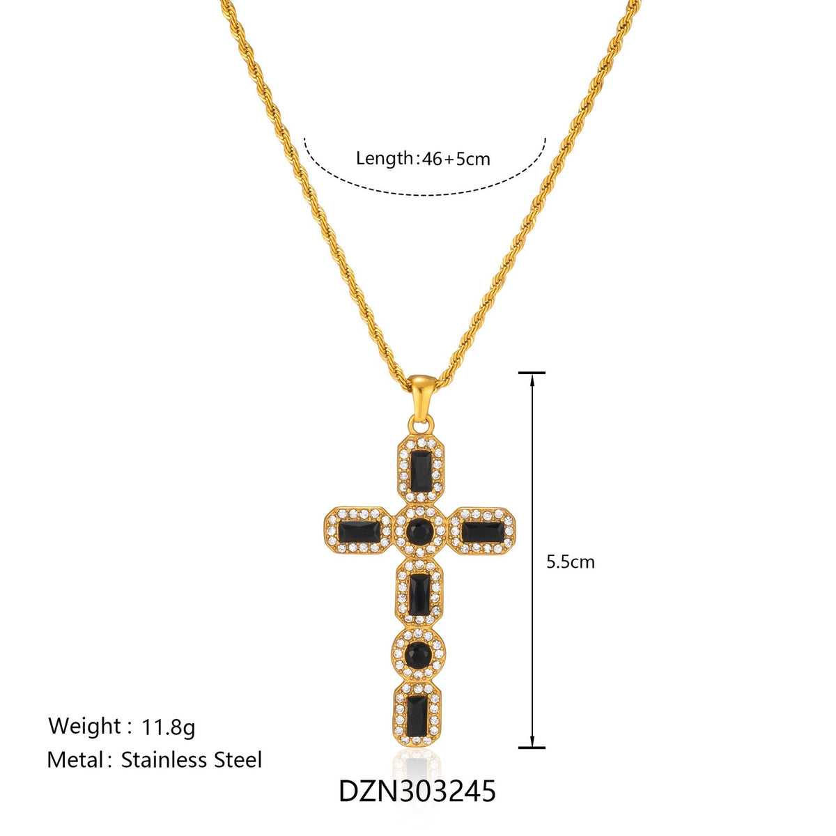 14k Dainty Multi-Color Cross Necklace