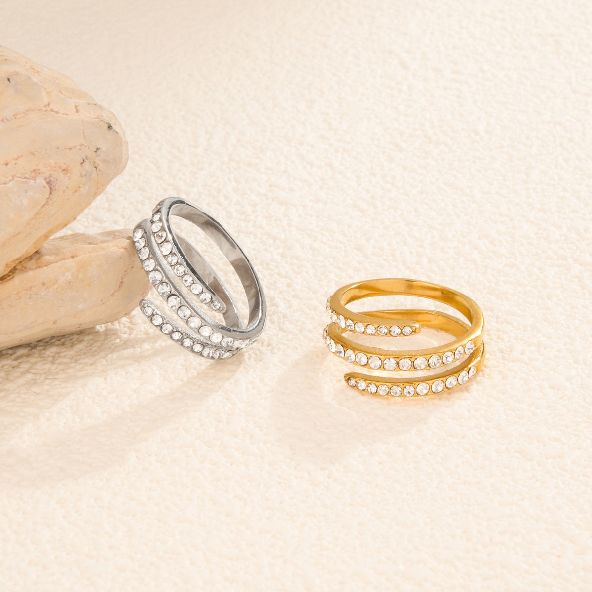 18k Classy Triple Wrap Pave Ring