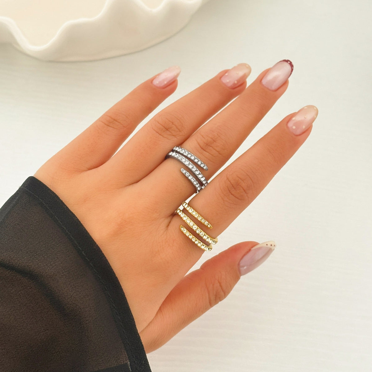 18k Classy Triple Wrap Pave Ring