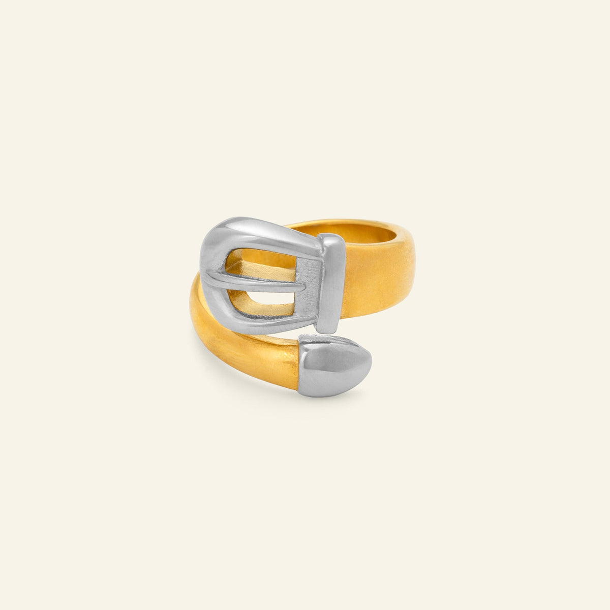 Classy Two Tone Belt Buckle Ring