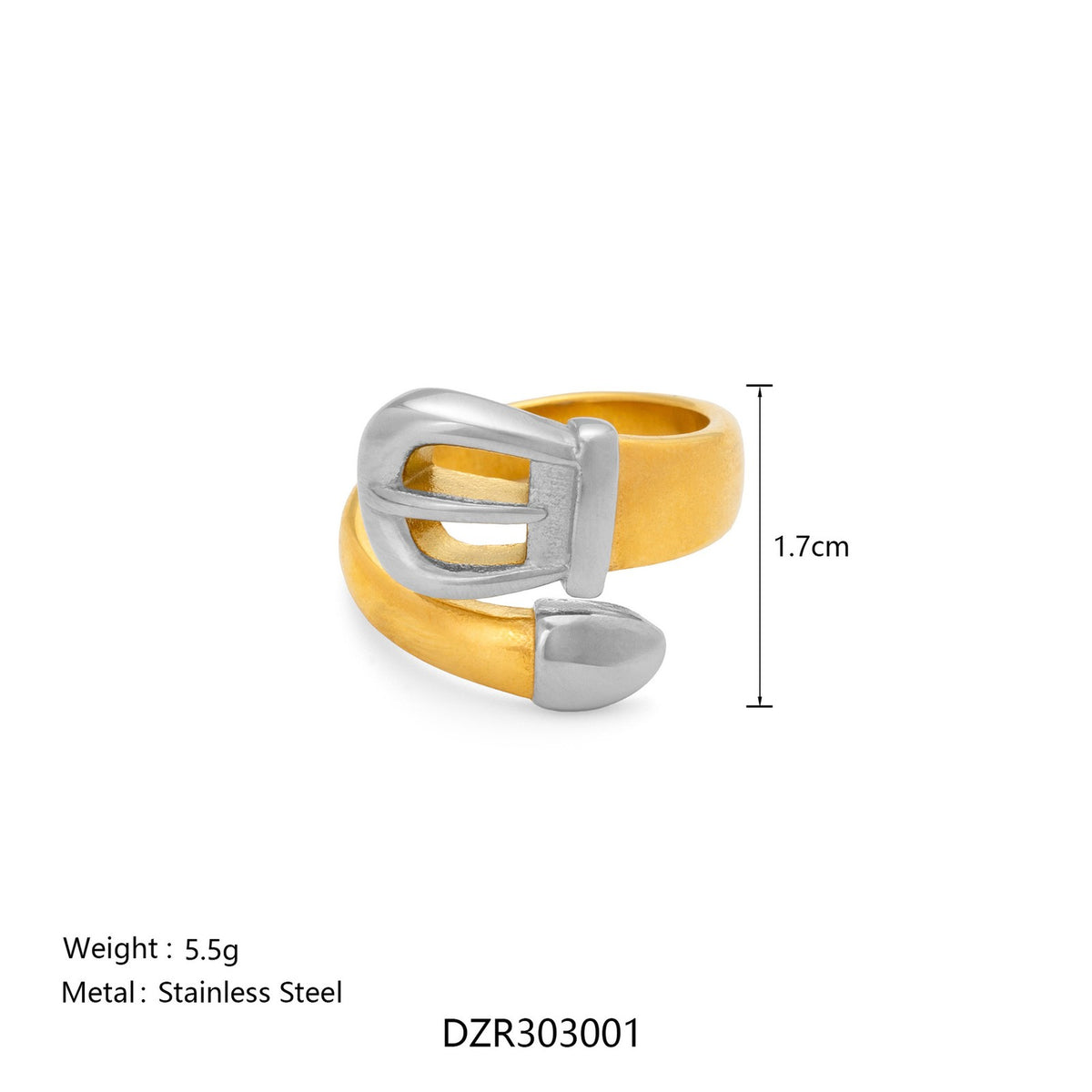 Classy Two Tone Belt Buckle Ring