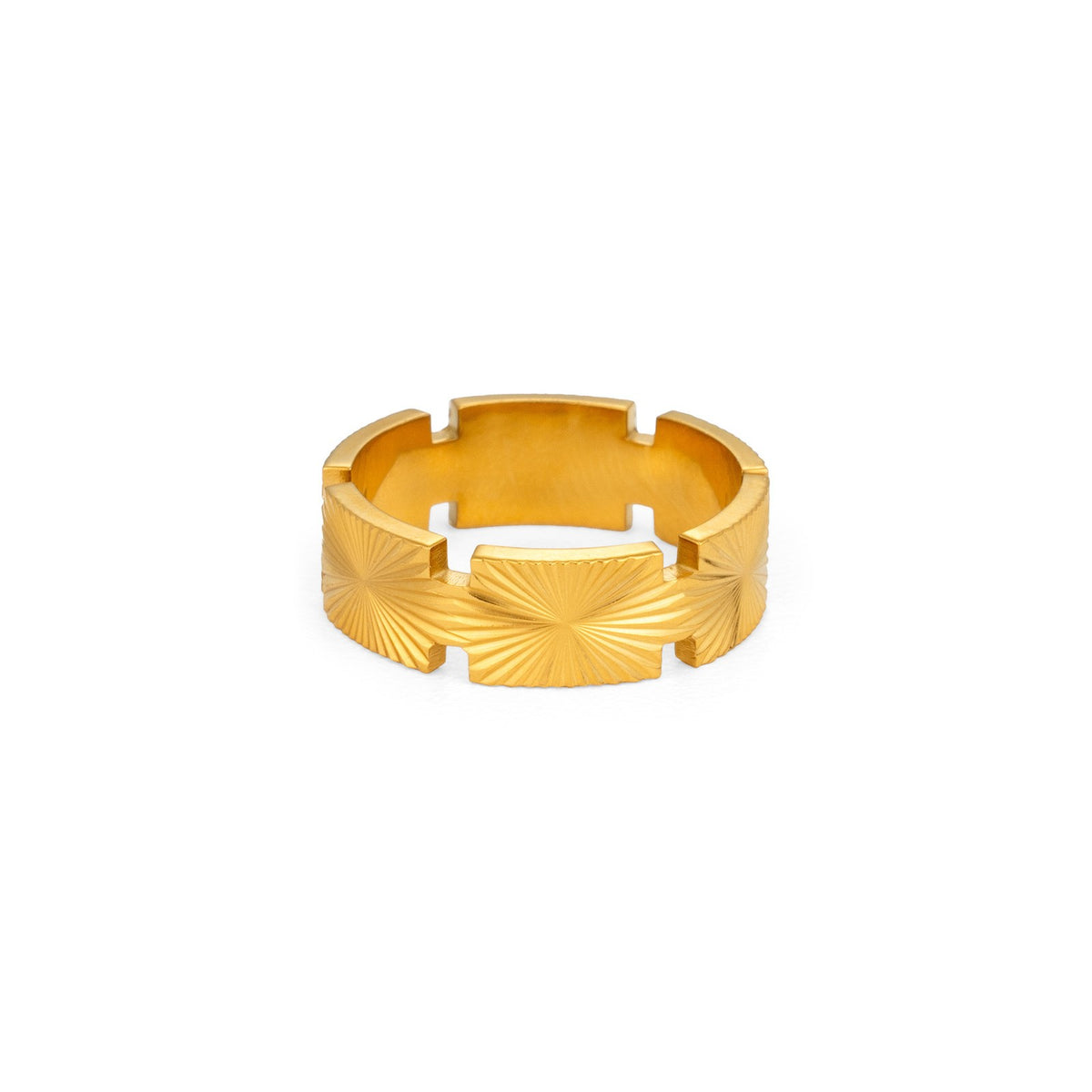 14k Classy Geometric Sunburst Ring