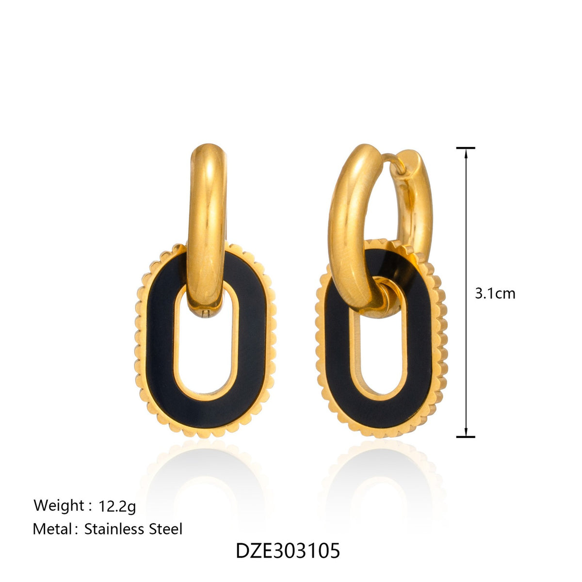 18k Elegant Blue Porcelain Oval Earrings