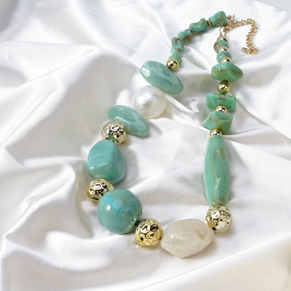 Boho Mint Green Acrylic Bead Necklace