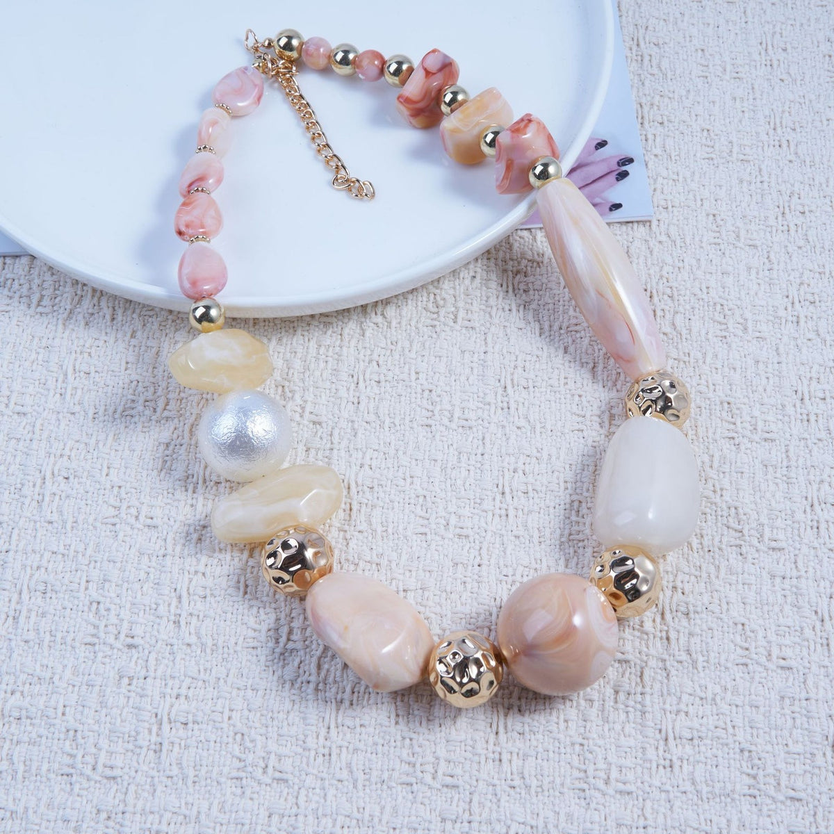 Boho Mint Green Acrylic Bead Necklace