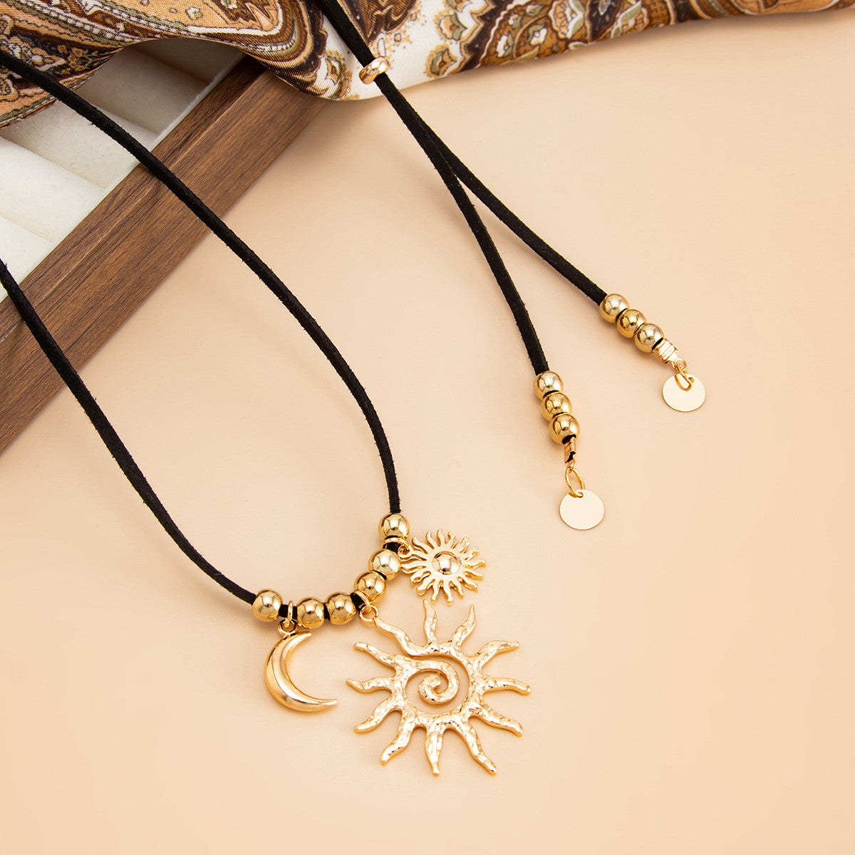 Boho Sun & Moon Wrap Necklace