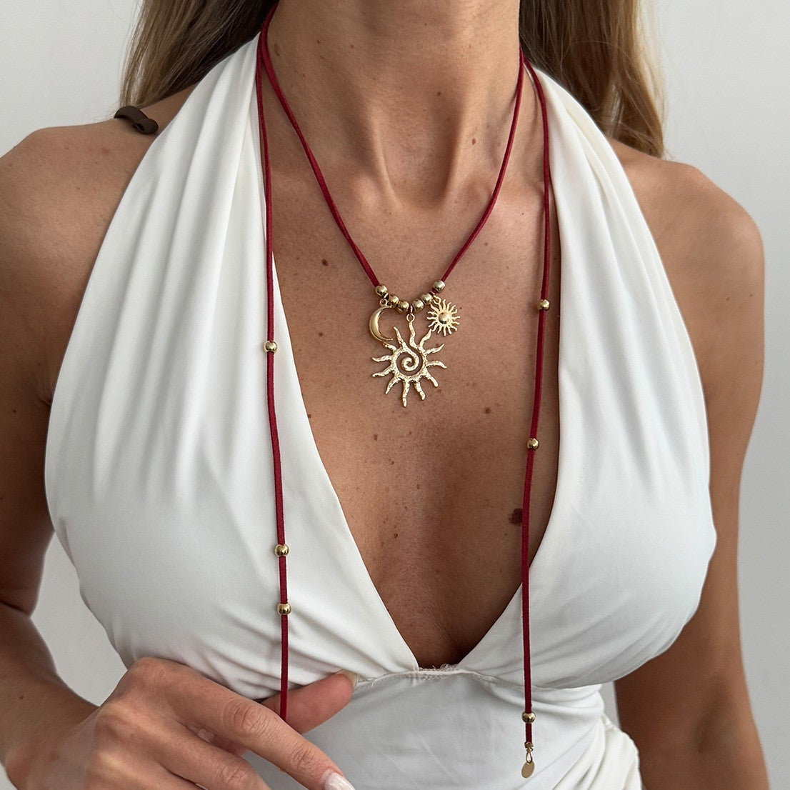 Boho Sun & Moon Wrap Necklace