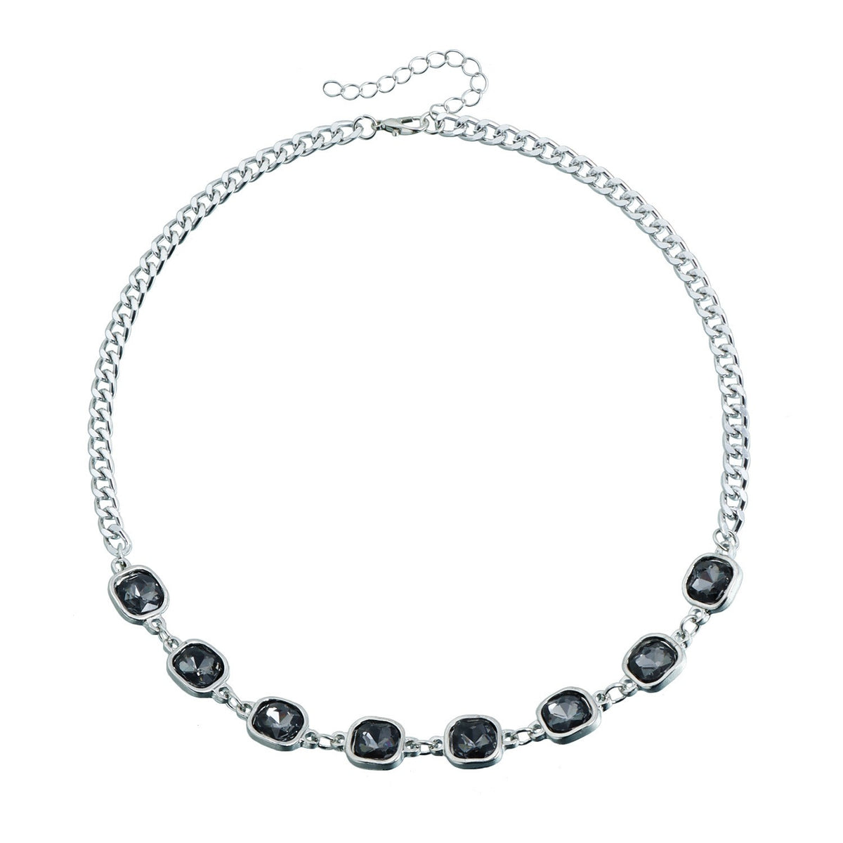 Classy Black Square Gem Necklace, Bracelet & Earring Set