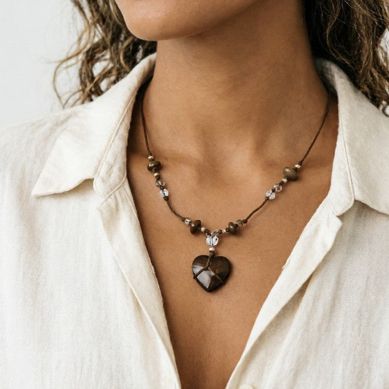 Vintage Tiger Eye Heart Necklace