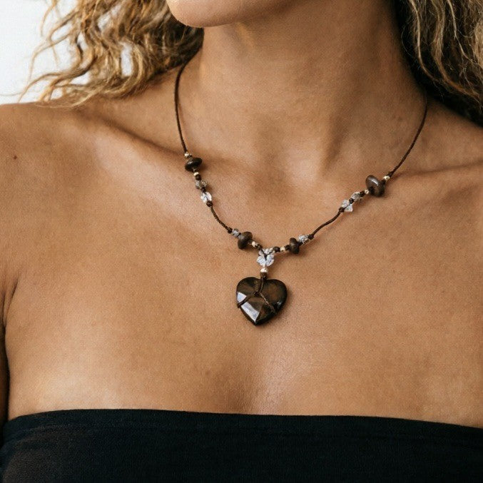 Vintage Tiger Eye Heart Necklace