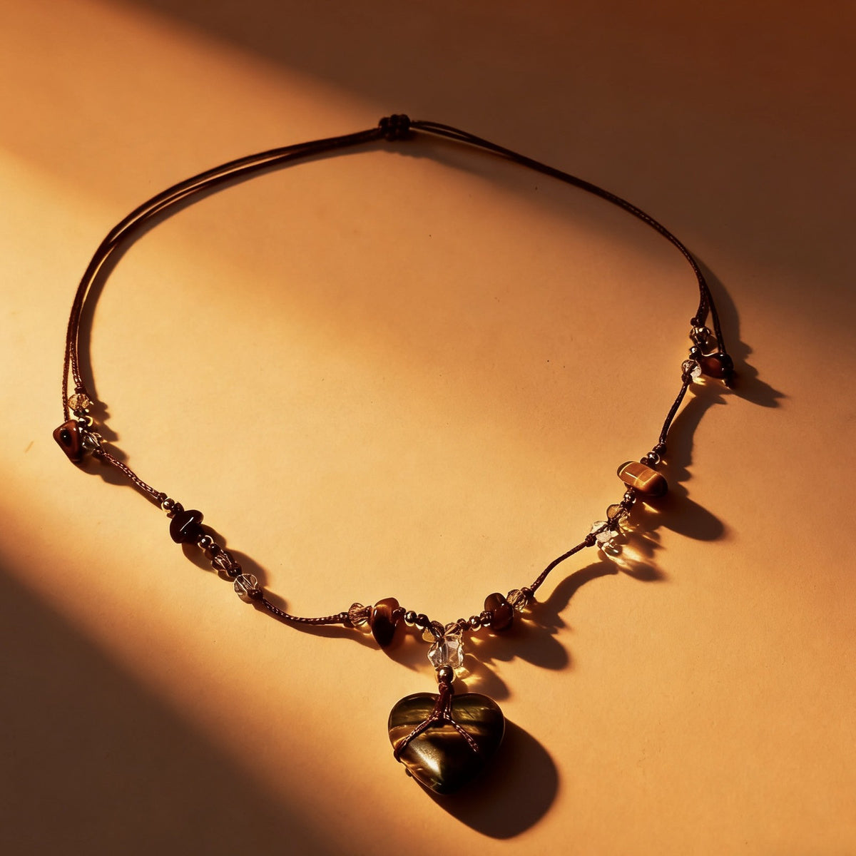 Vintage Tiger Eye Heart Necklace