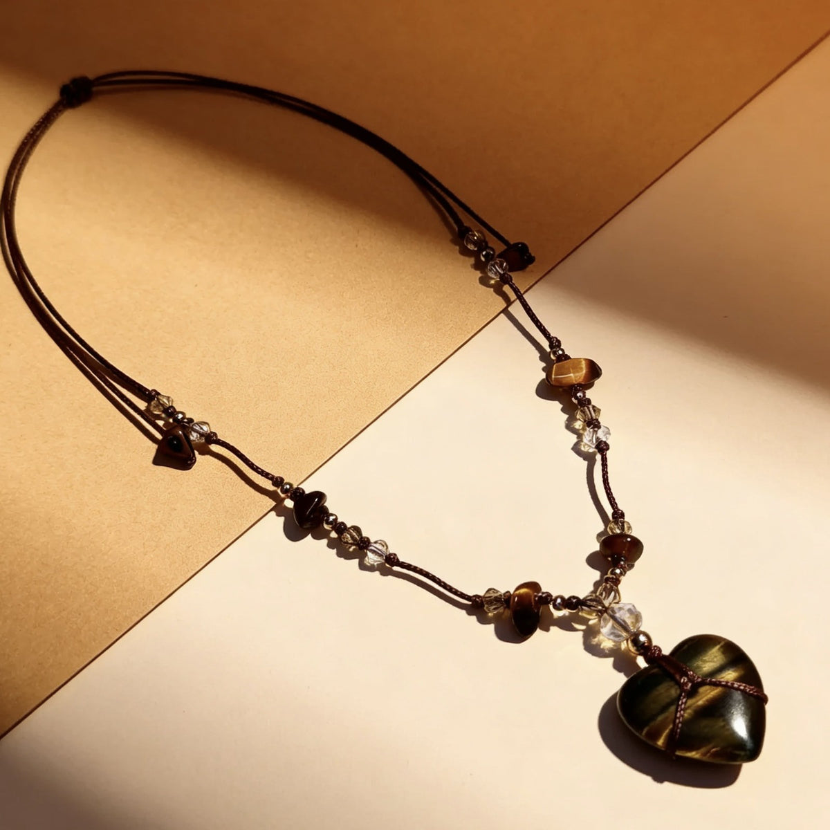 Vintage Tiger Eye Heart Necklace
