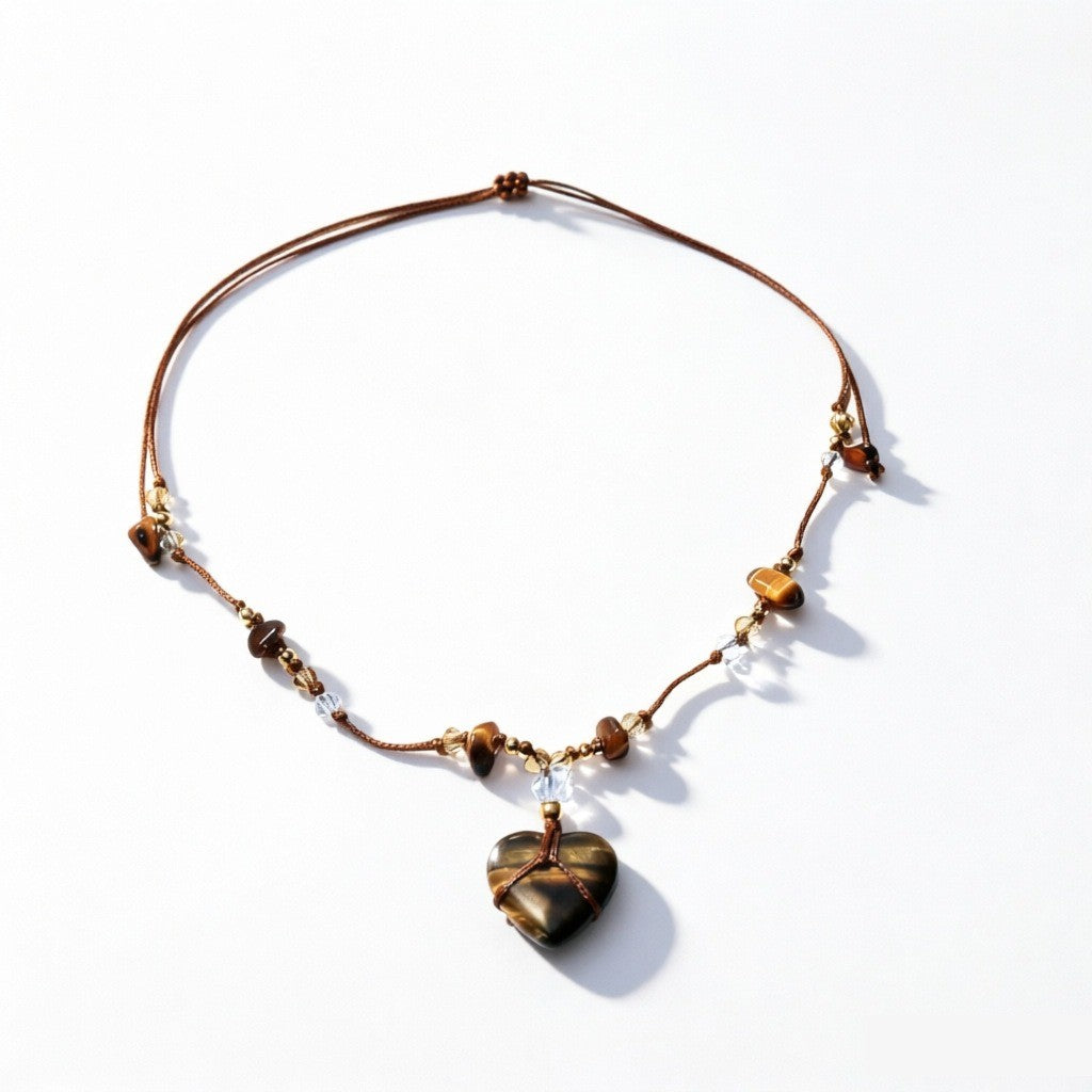 Vintage Tiger Eye Heart Necklace