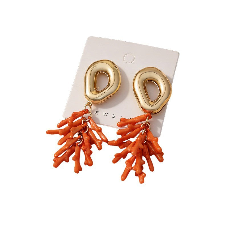 Boho Coral Branch Drop Earrings