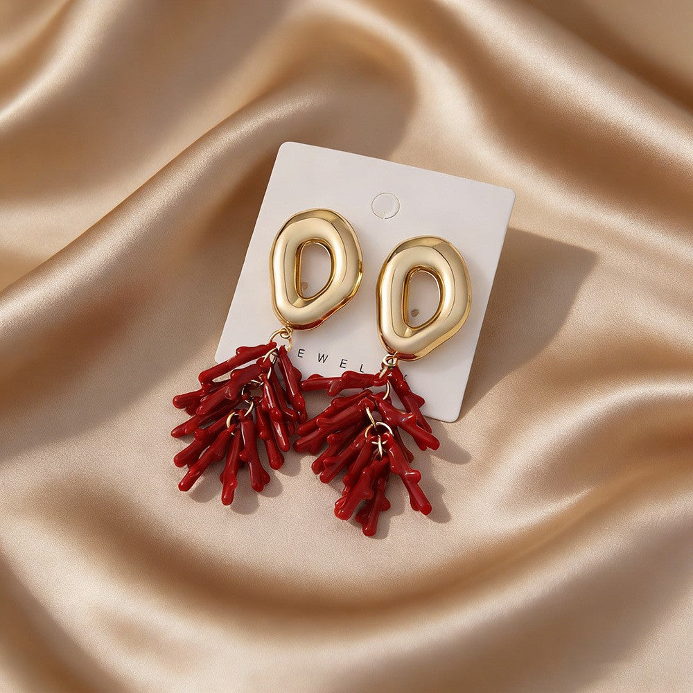 Boho Coral Branch Drop Earrings