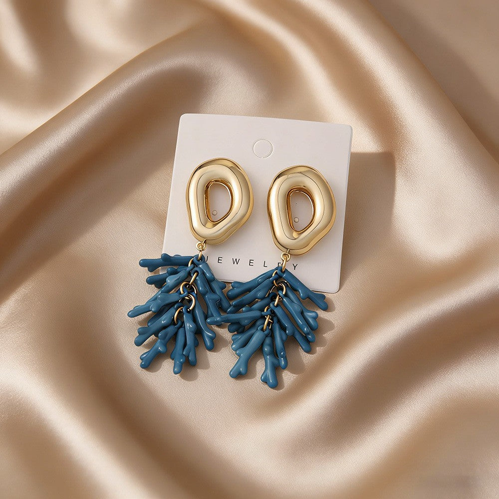Boho Coral Branch Drop Earrings