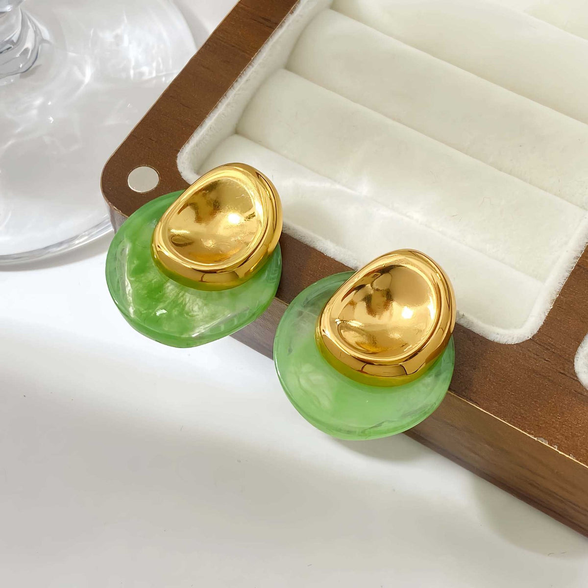 Classy Marbled Resin Round Stud Earrings