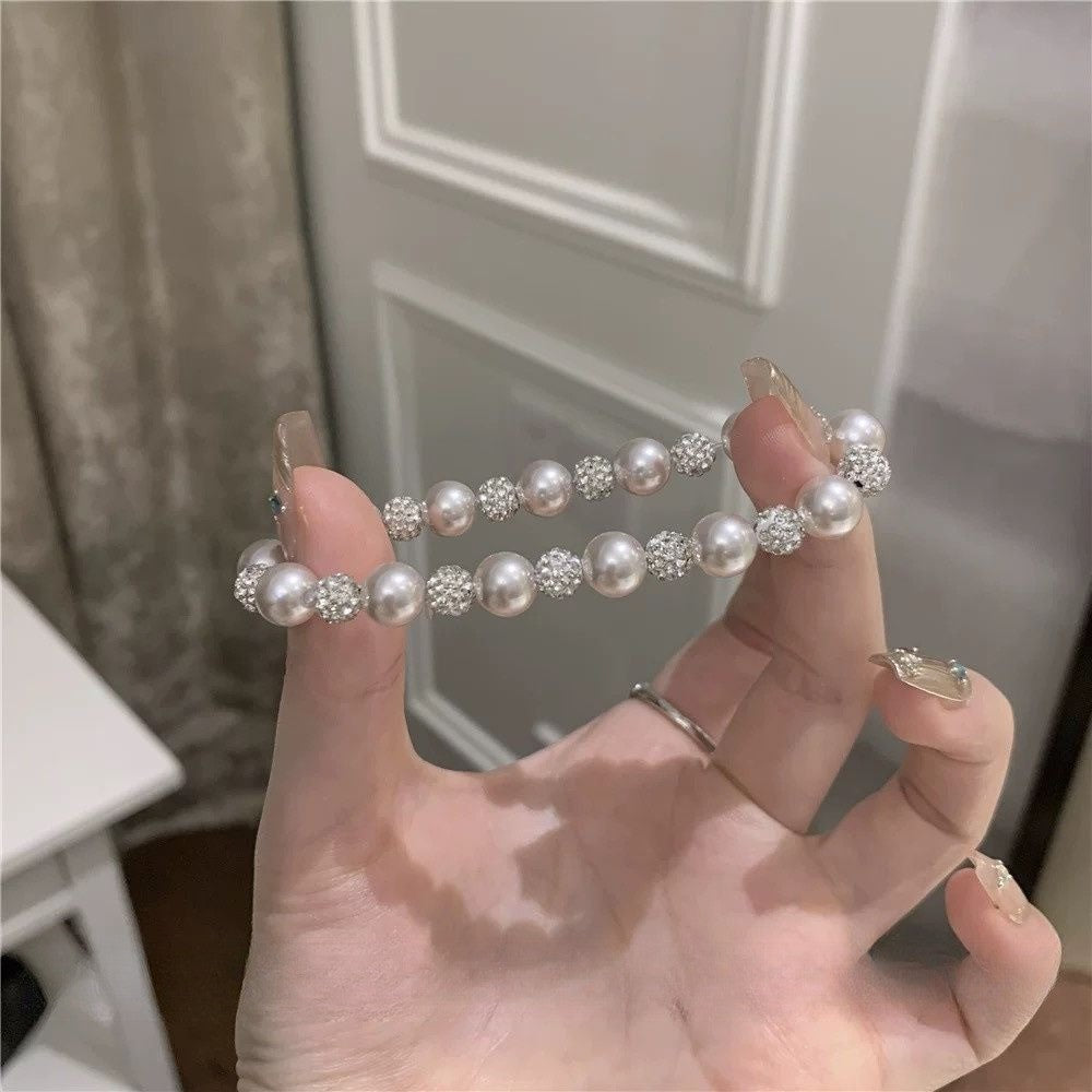 Classy Double Layer Pearl Zircon Bracelet