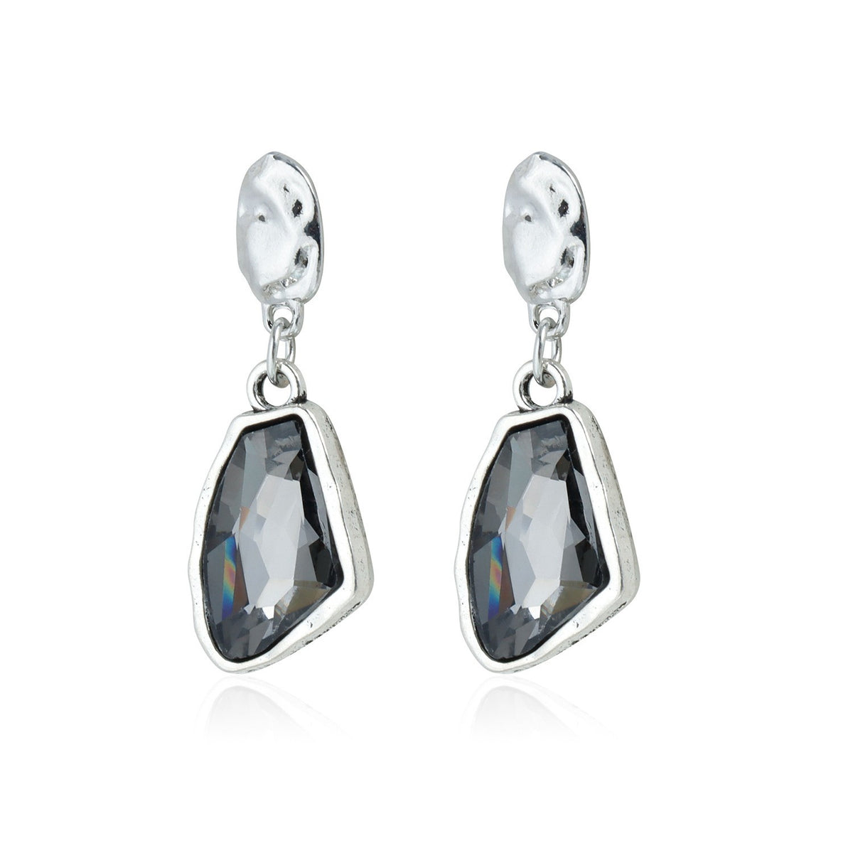 Elegant Faux Pearl & Smoky Crystal Necklace, Bracelet & Earring Set