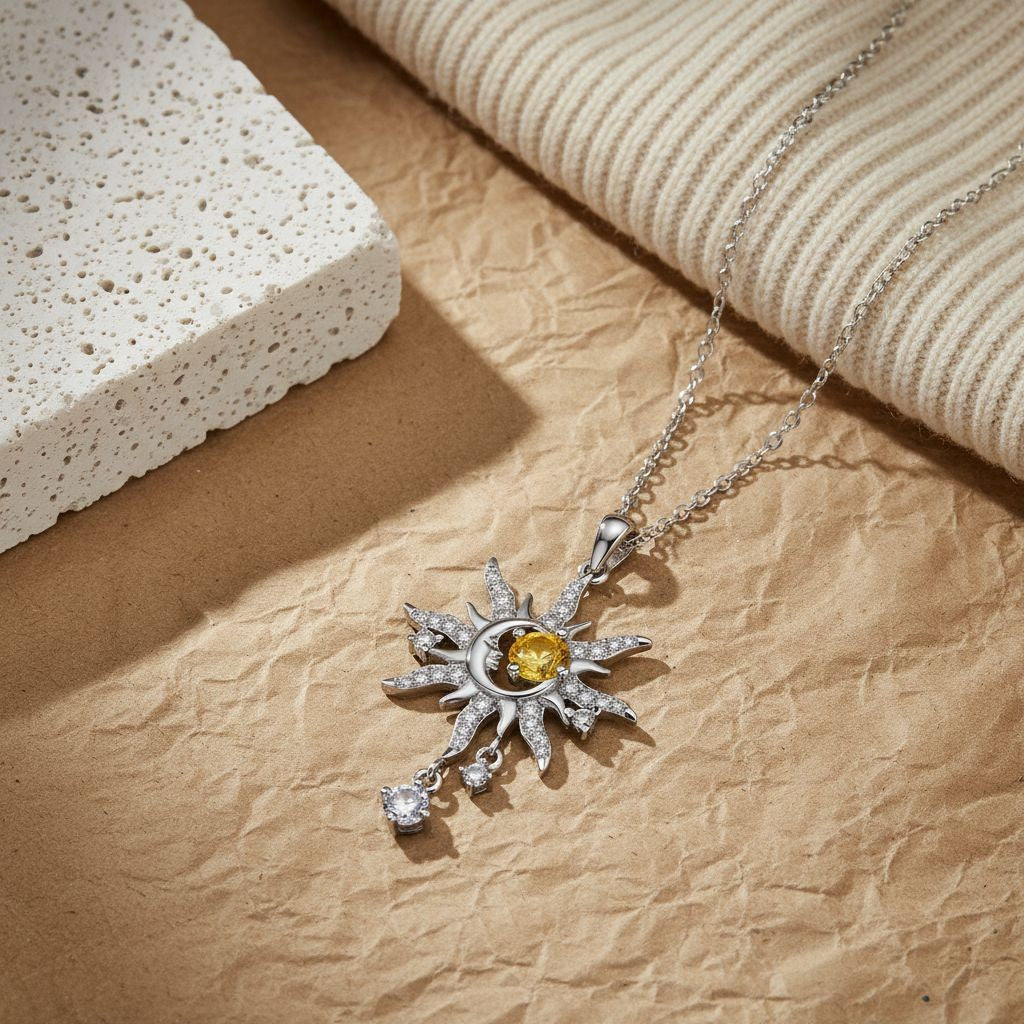 Dainty Sun Moon Star Pendant Necklace