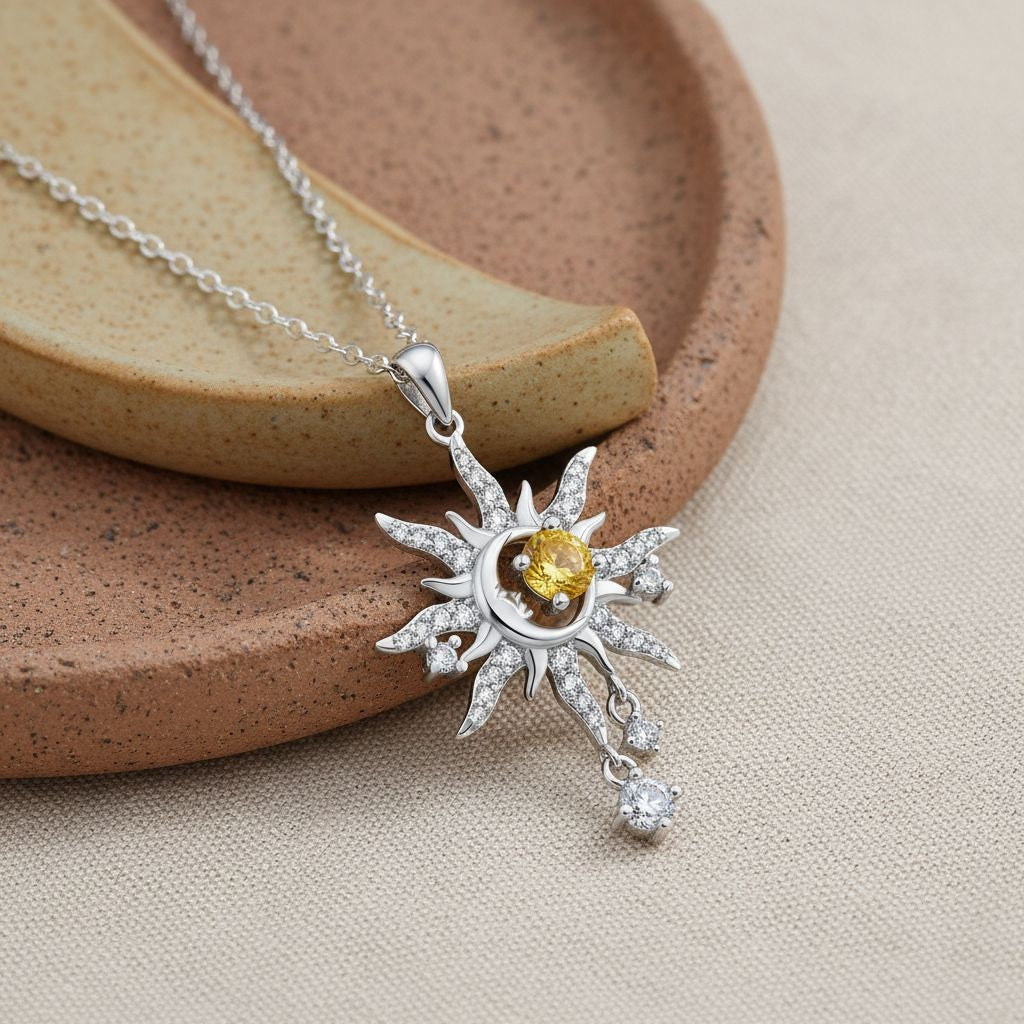 Dainty Sun Moon Star Pendant Necklace