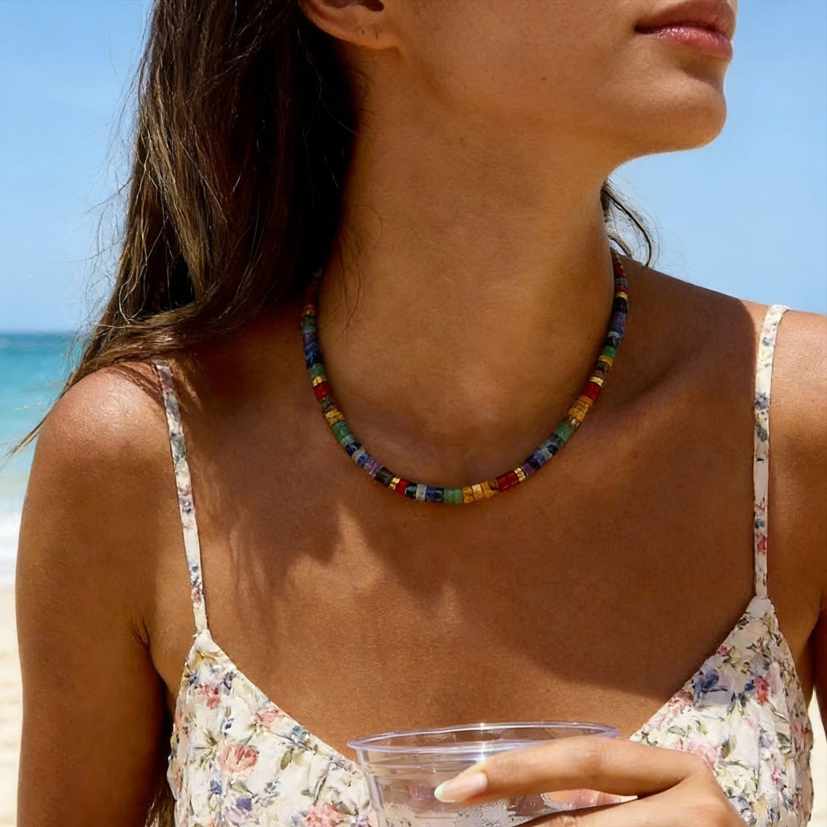 Boho Rainbow Stone Beaded Necklace