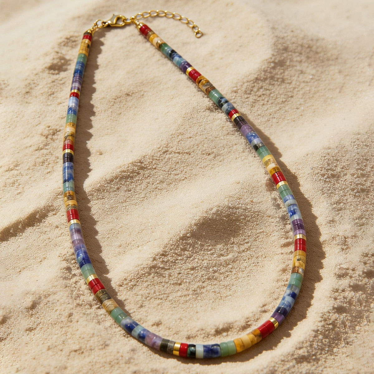 Boho Rainbow Stone Beaded Necklace