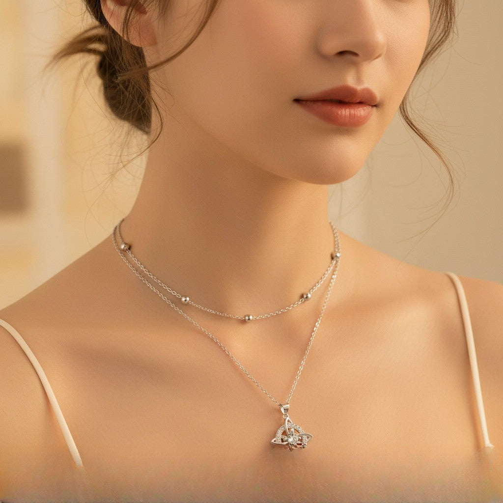 Classy Layered Rhinestone Star Necklace