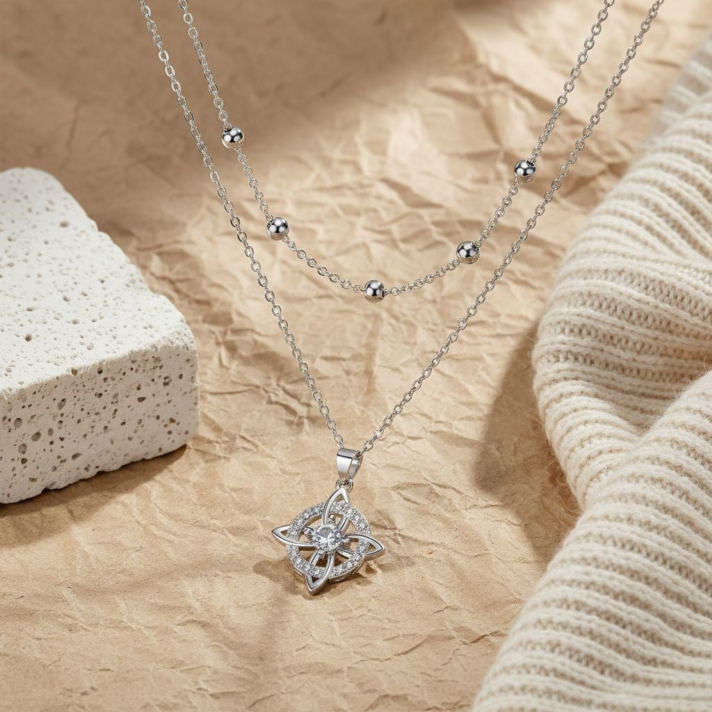 Classy Layered Rhinestone Star Necklace