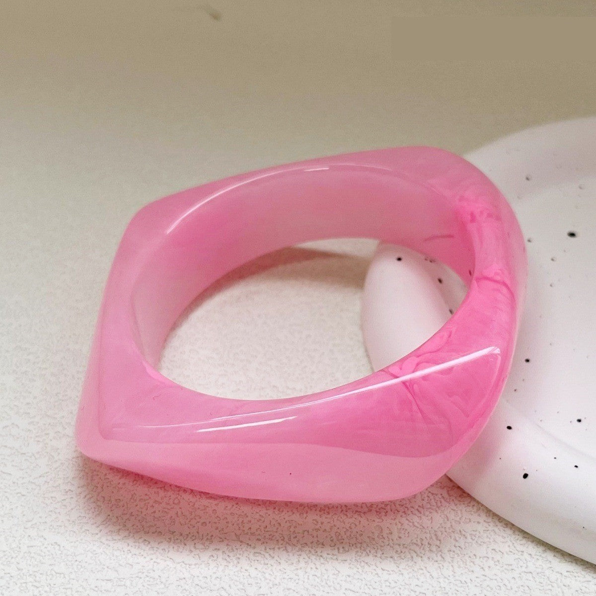 3pc Romantic Pink Resin Bangle Set