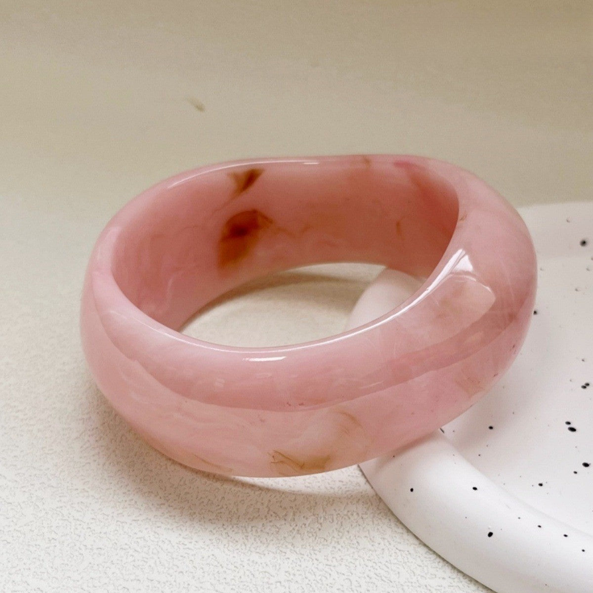 3pc Romantic Pink Resin Bangle Set