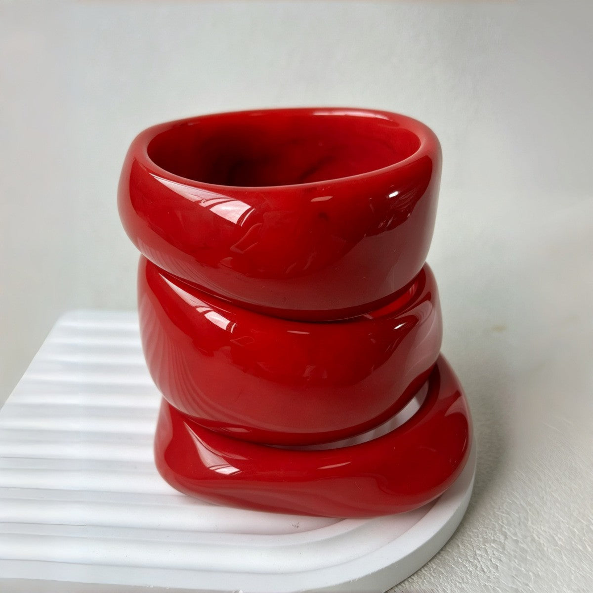 3pc Romantic Pink Resin Bangle Set