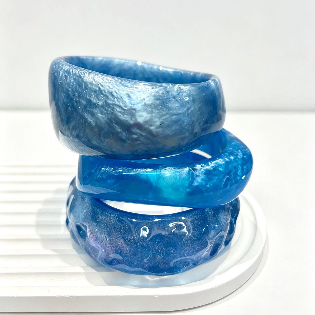 3pc Romantic Pink Resin Bangle Set
