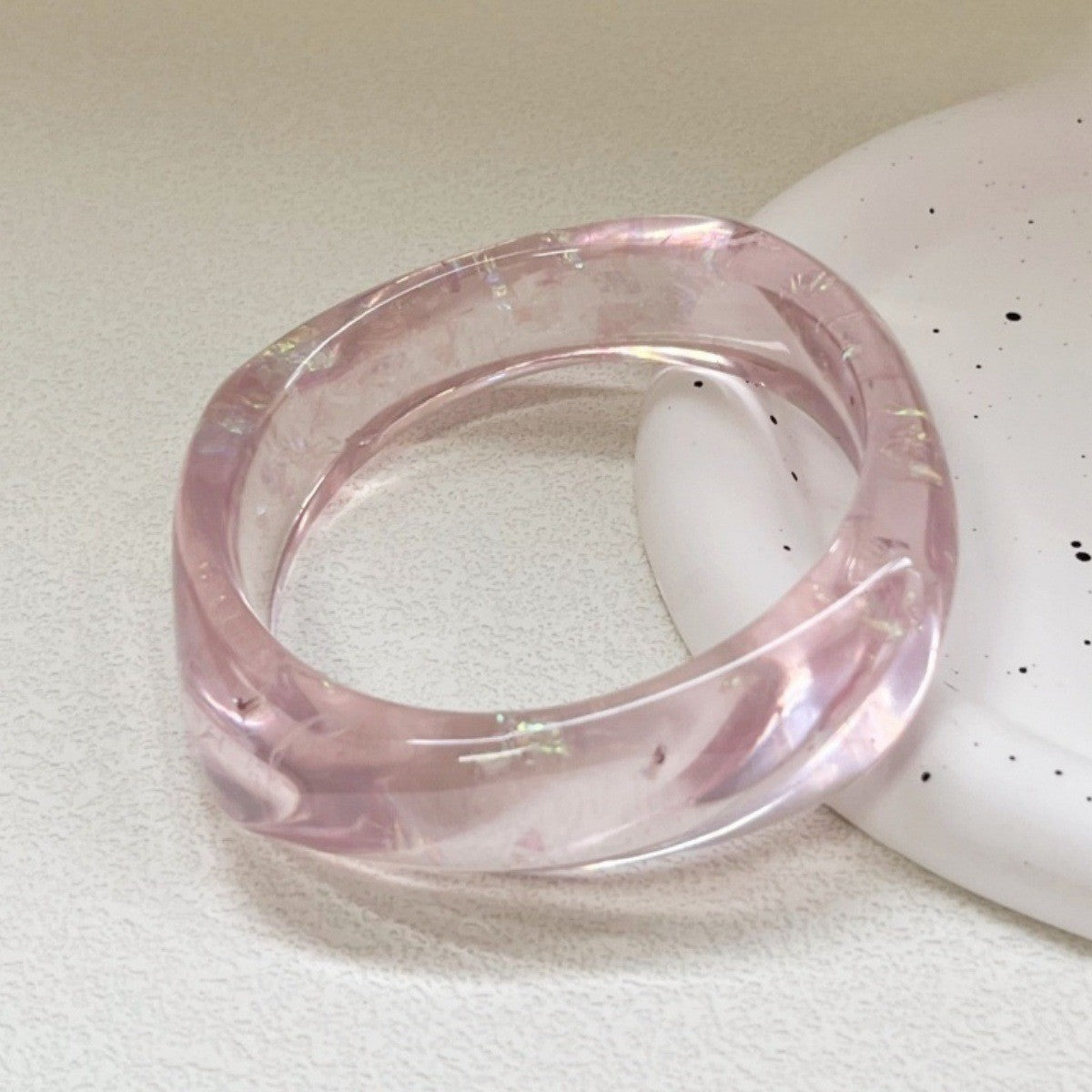 3pc Romantic Pink Resin Bangle Set