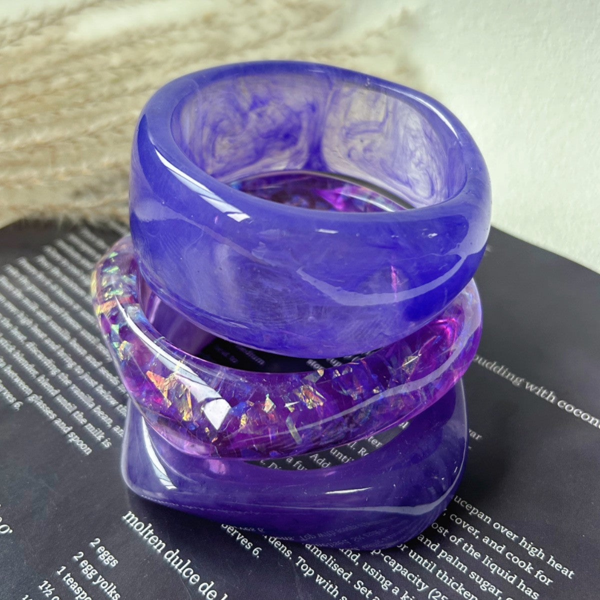 3pc Romantic Pink Resin Bangle Set