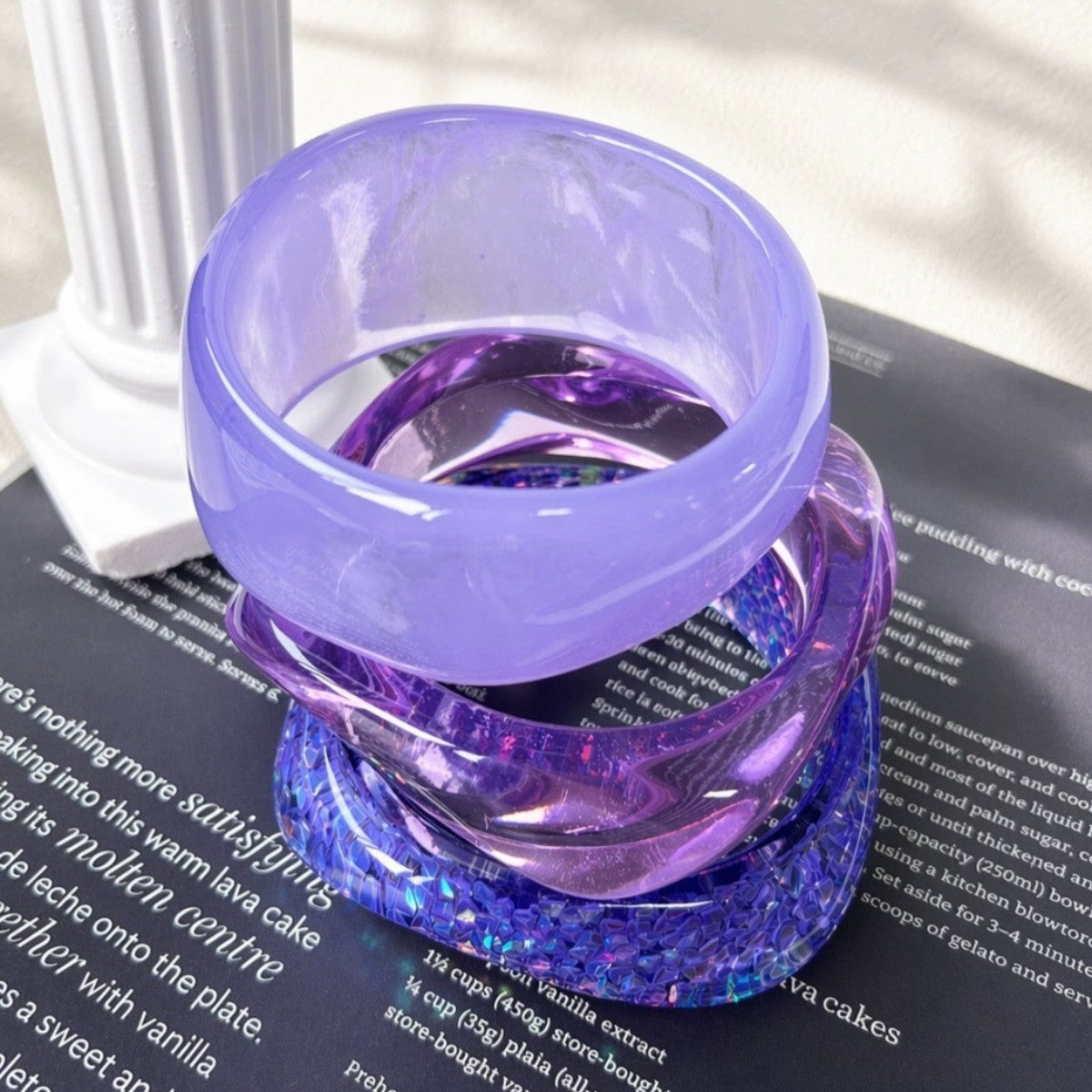 3pc Romantic Pink Resin Bangle Set