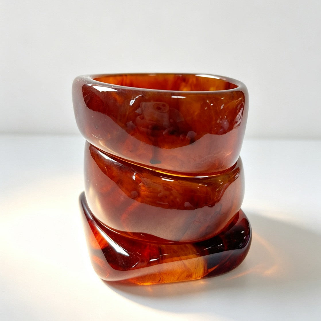 3pc Romantic Pink Resin Bangle Set