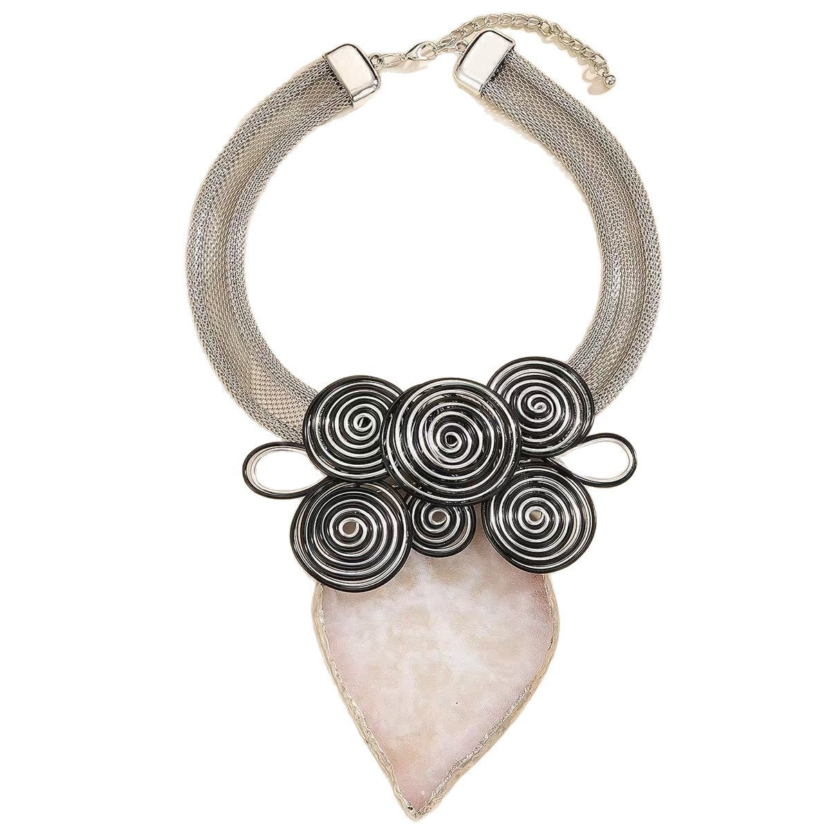 Boho Red Spiral Collar Necklace & Earring Set