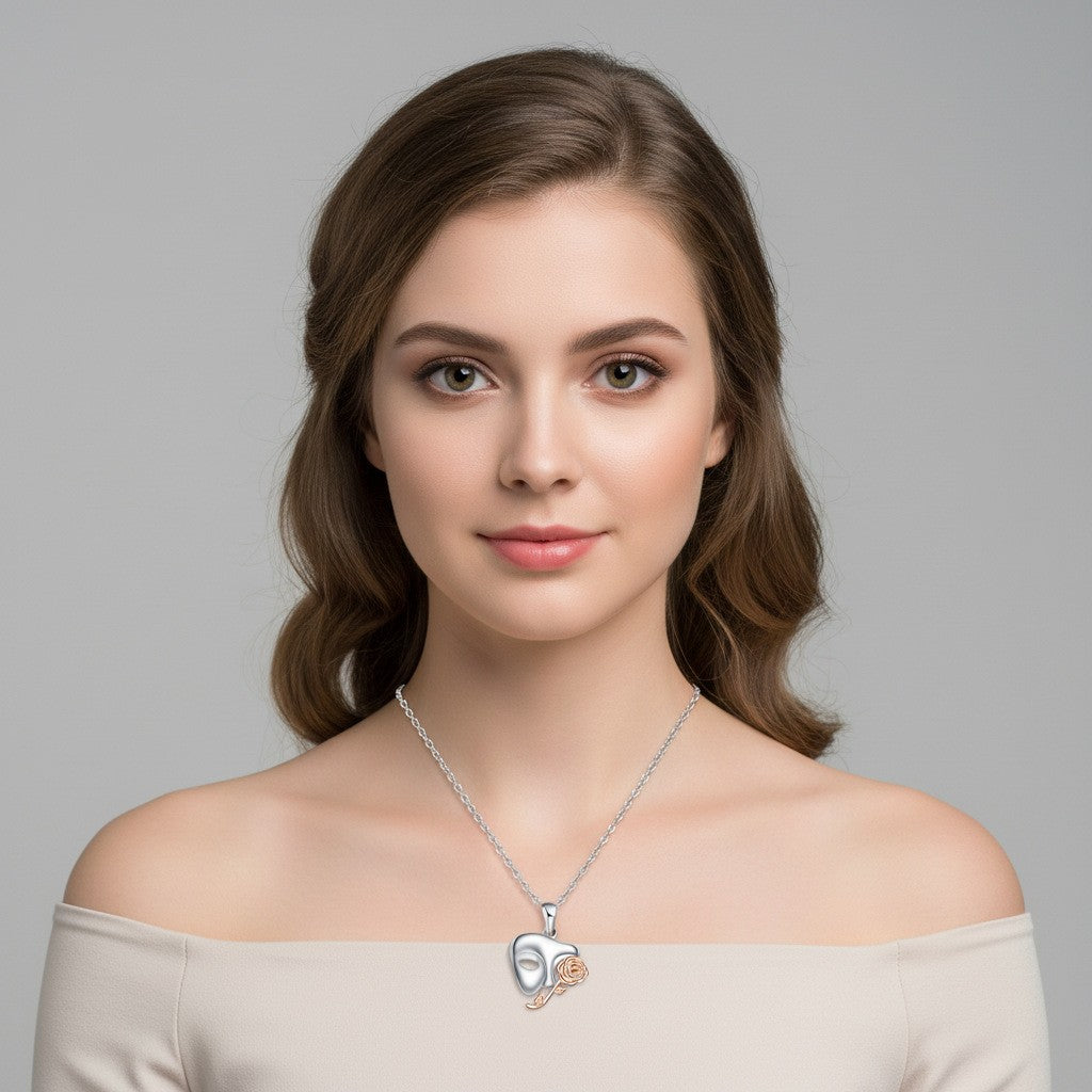 Romantic Two-Tone Opera Mask Rose Necklace