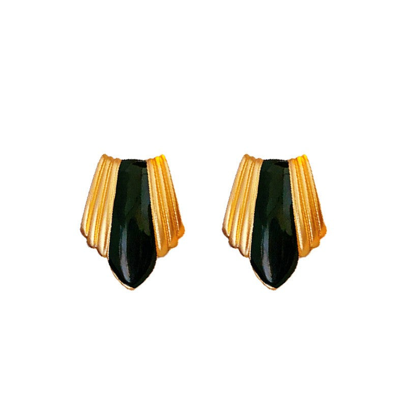 Vintage Striped Enamel Necklace and Earrings Set