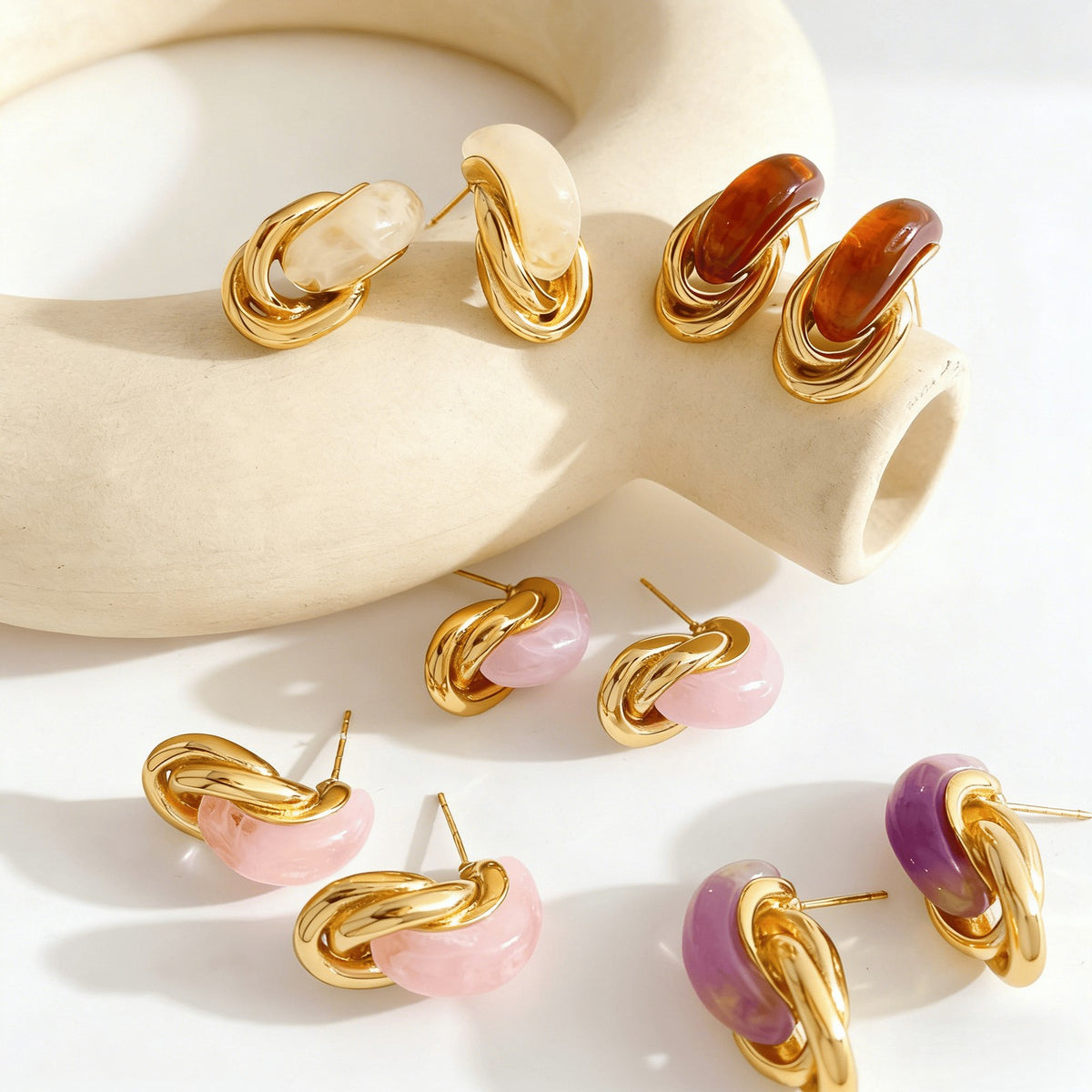 Classy Twisted Acrylic Hoop Earrings